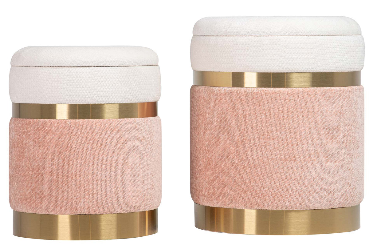 SET 2 PUFFS VELVET 36x36x44 31x31x38 CM