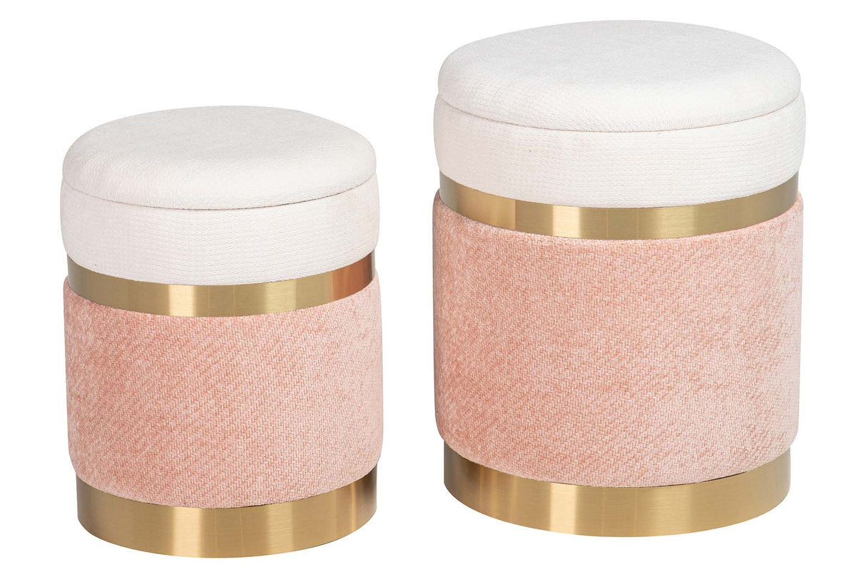 SET 2 PUFFS VELVET 36x36x44 31x31x38 CM