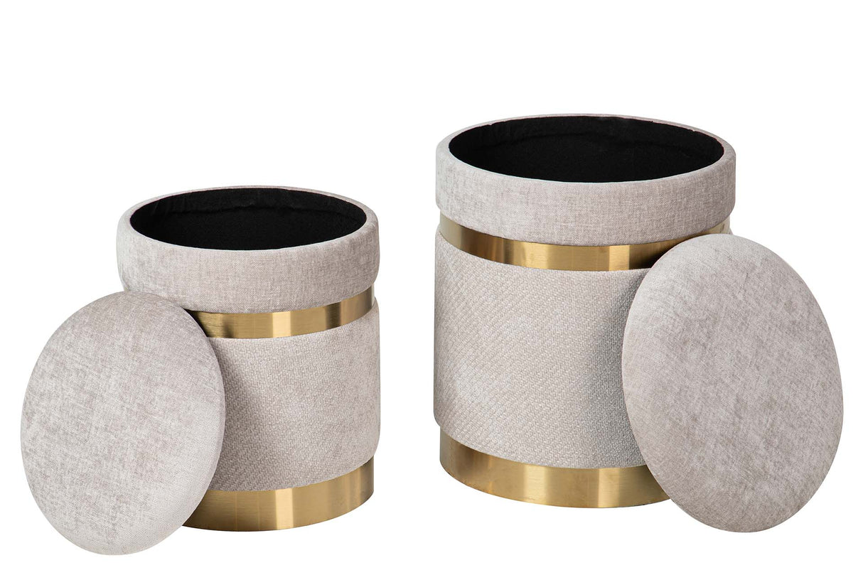 SET 2 PUFFS VELVET 36x36x44 31x31x38 CM