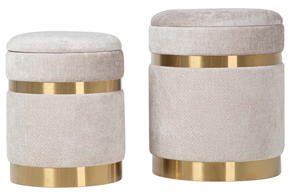 SET 2 PUFFS VELVET 36x36x44 31x31x38 CM