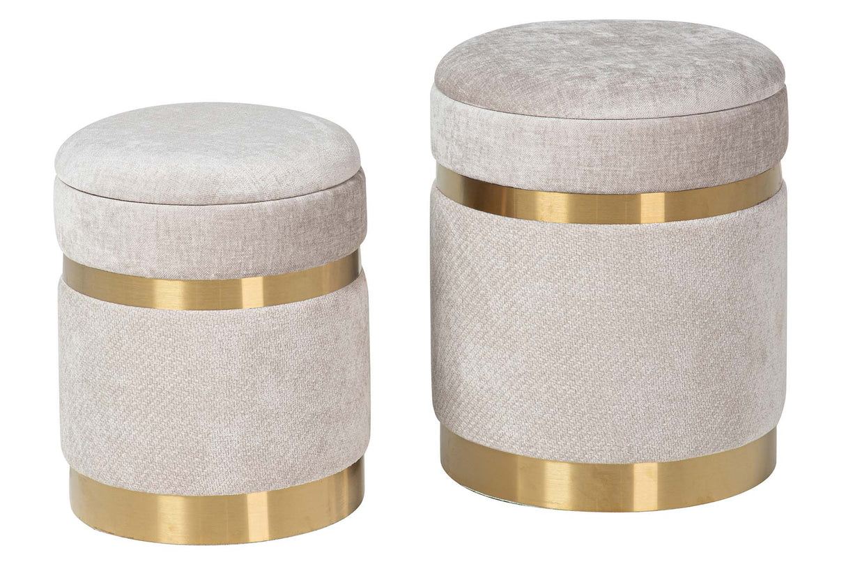 SET 2 PUFFS VELVET 36x36x44 31x31x38 CM