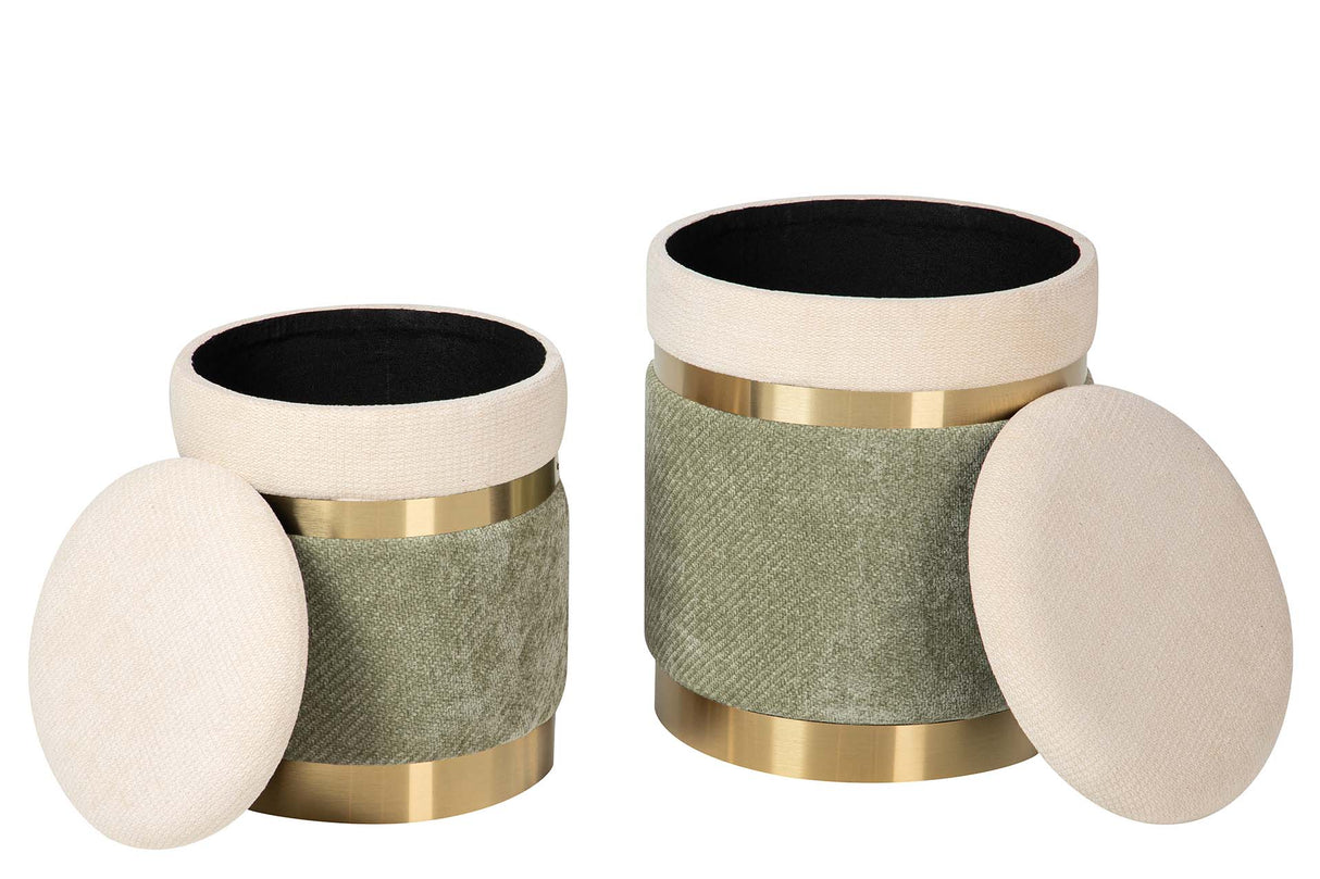 SET 2 PUFFS VELVET 36x36x44 31x31x38 CM