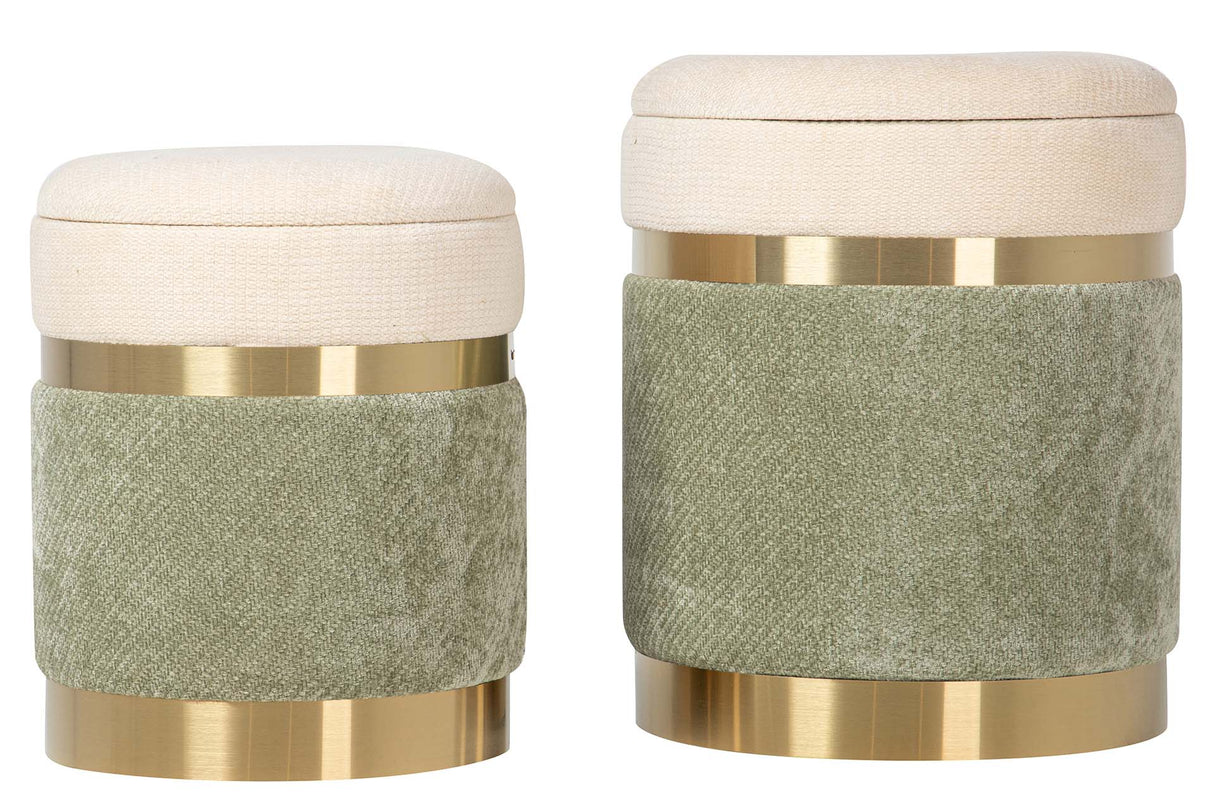 SET 2 PUFFS VELVET 36x36x44 31x31x38 CM