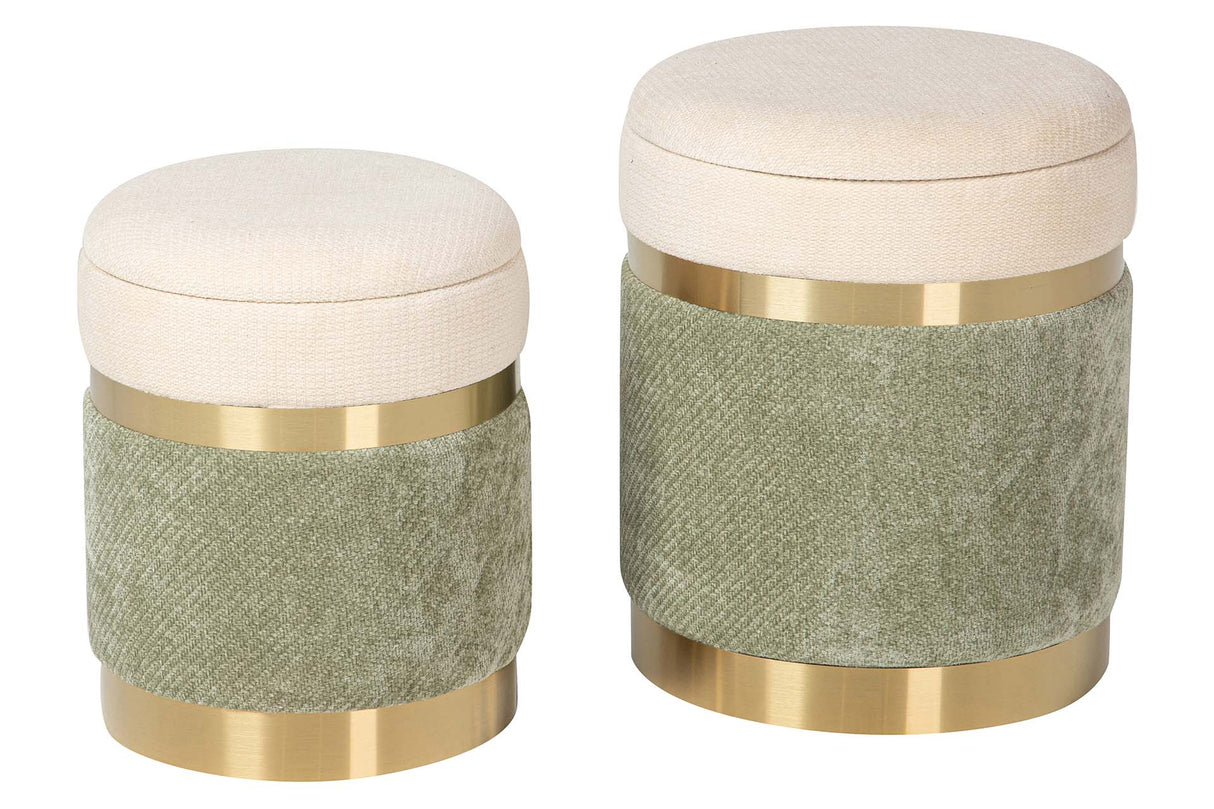 SET 2 PUFFS VELVET 36x36x44 31x31x38 CM