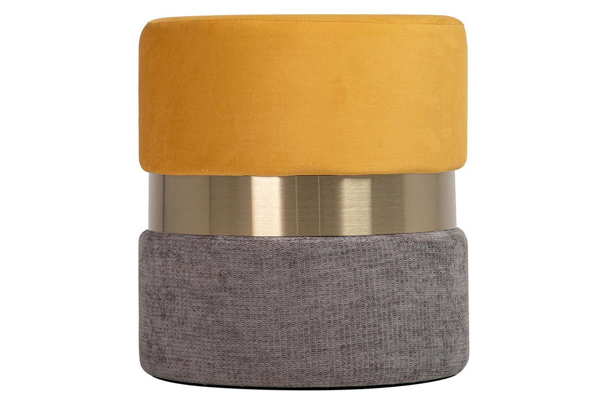 Guffle en velours jaune gris 40x40x44 cm