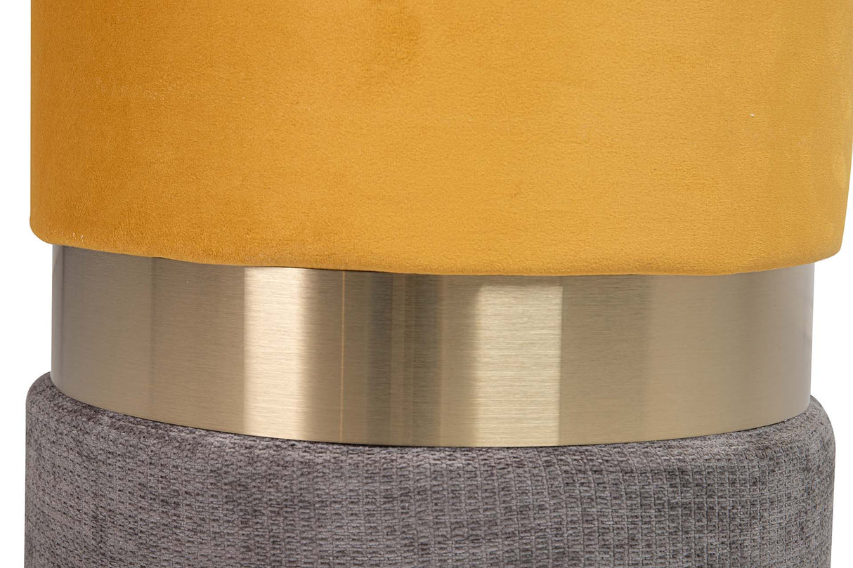 Guffle en velours jaune gris 40x40x44 cm