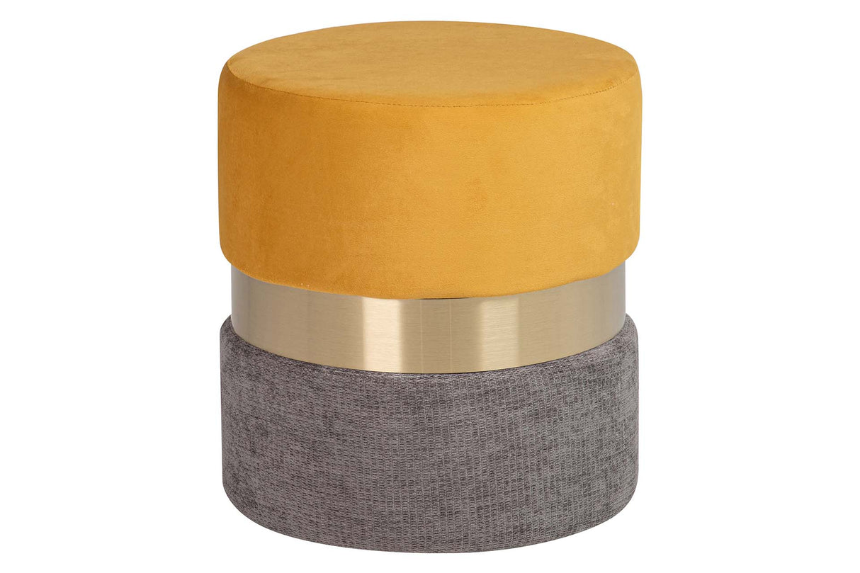 Guffle en velours jaune gris 40x40x44 cm