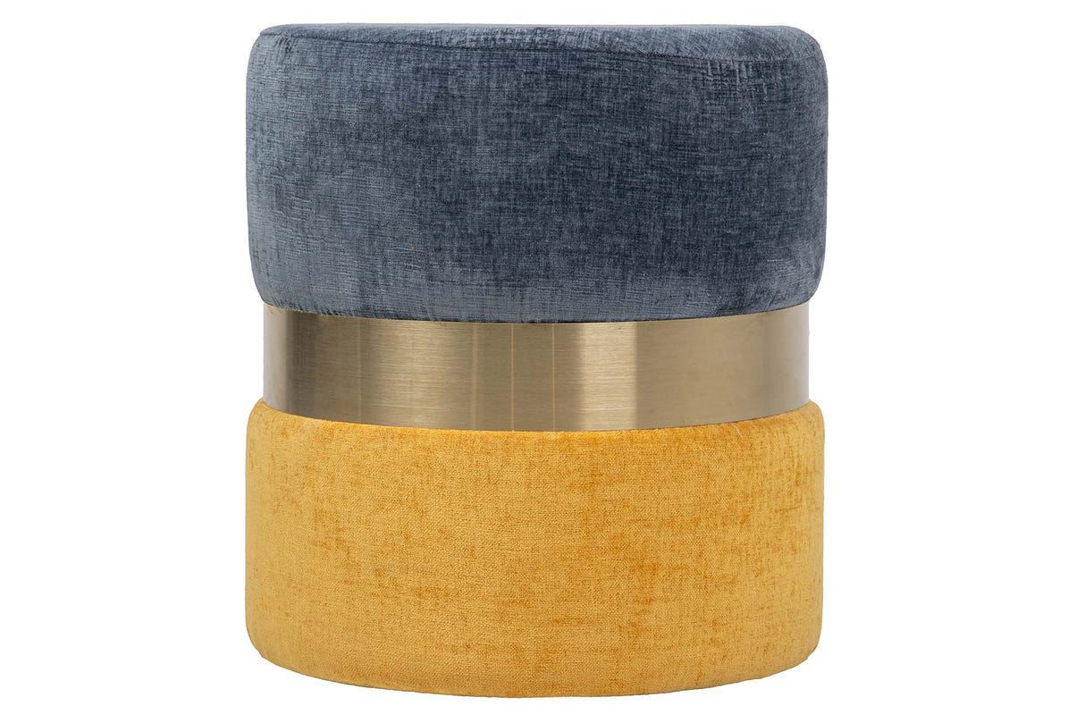 PUFF POLIESTER AZUL AMARILLO 40x40x43 CM