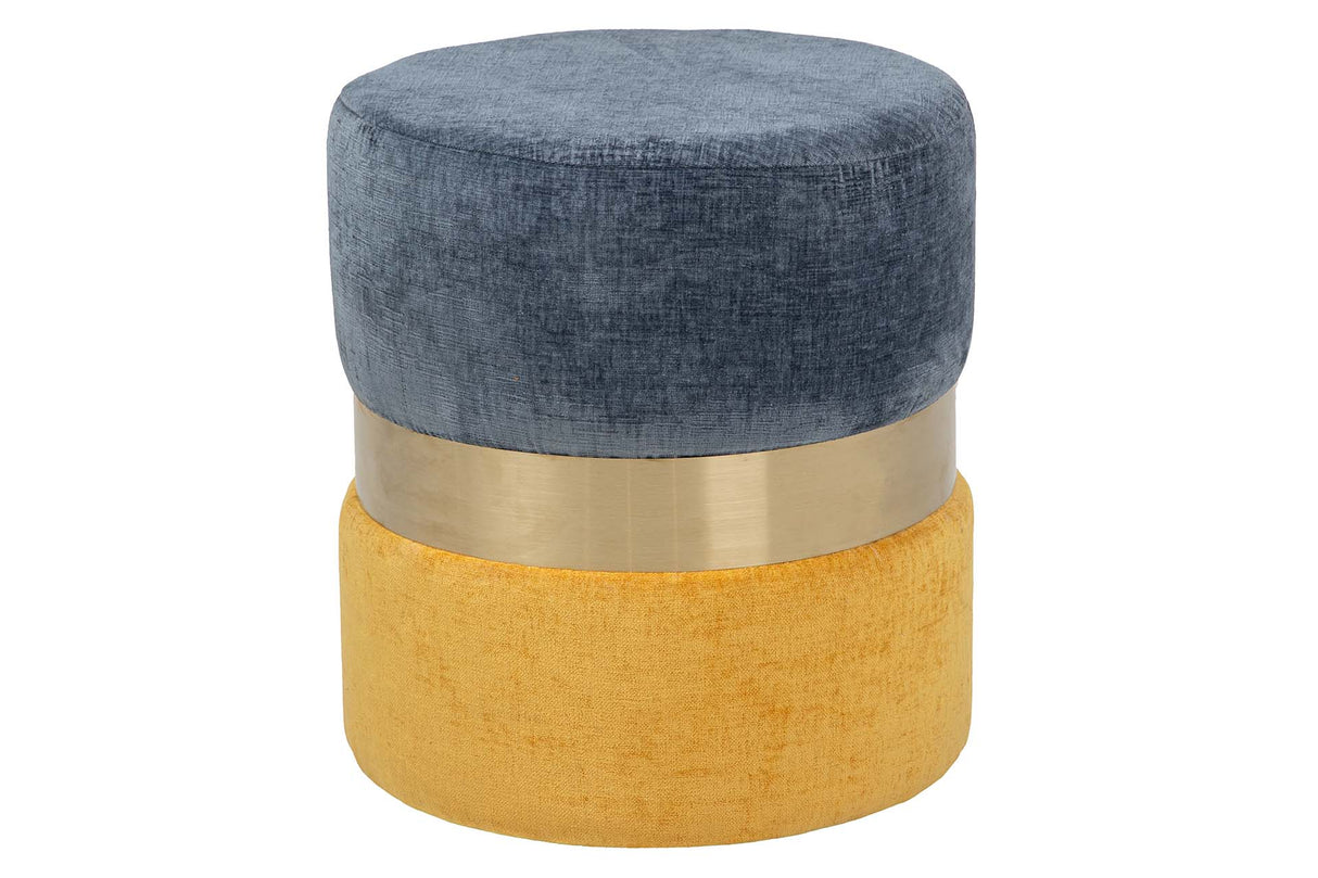 PUFF POLIESTER AZUL AMARILLO 40x40x43 CM