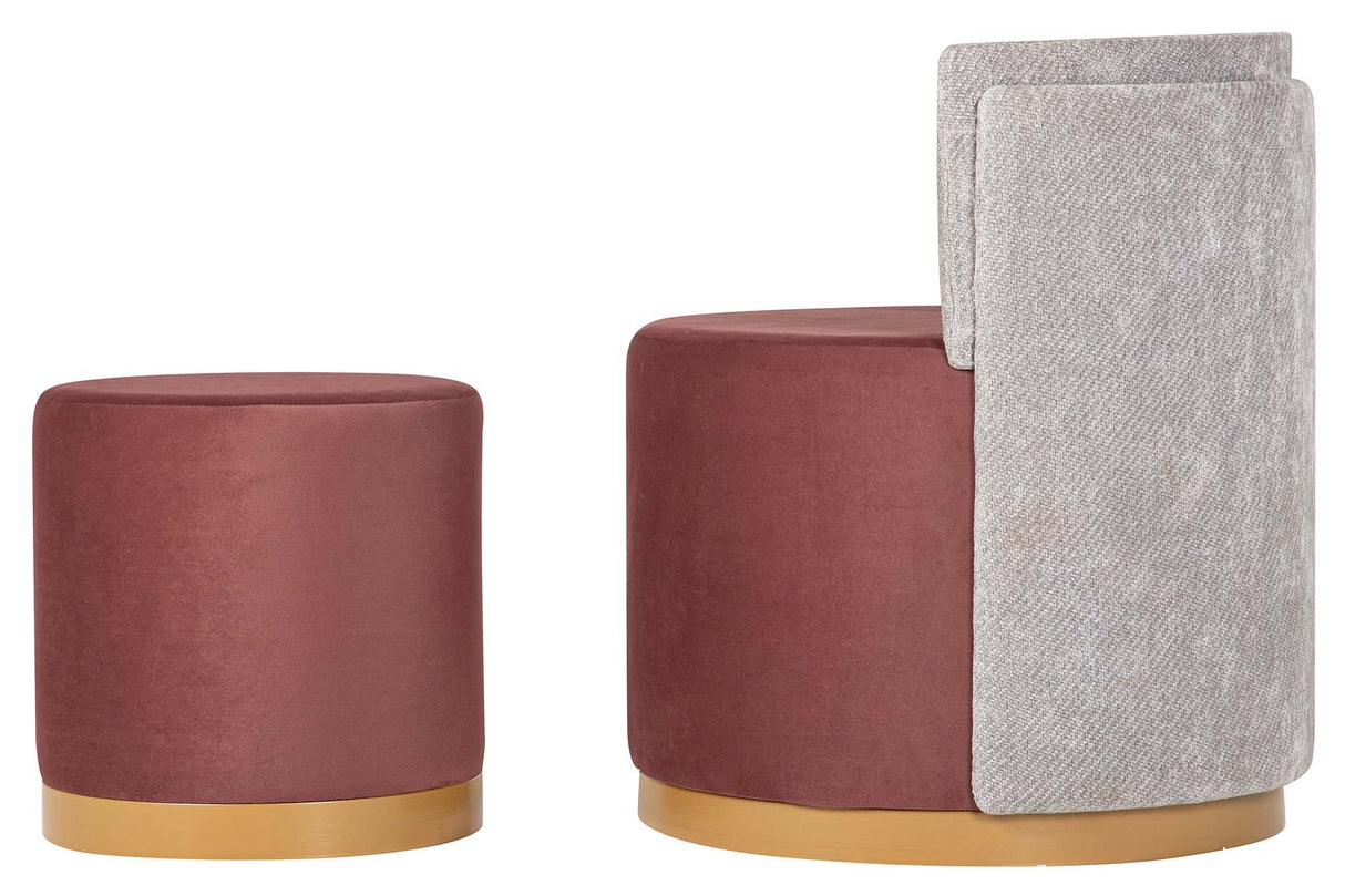 Seta Set et Puff Velvet 61x61x70 40x40x40 cm