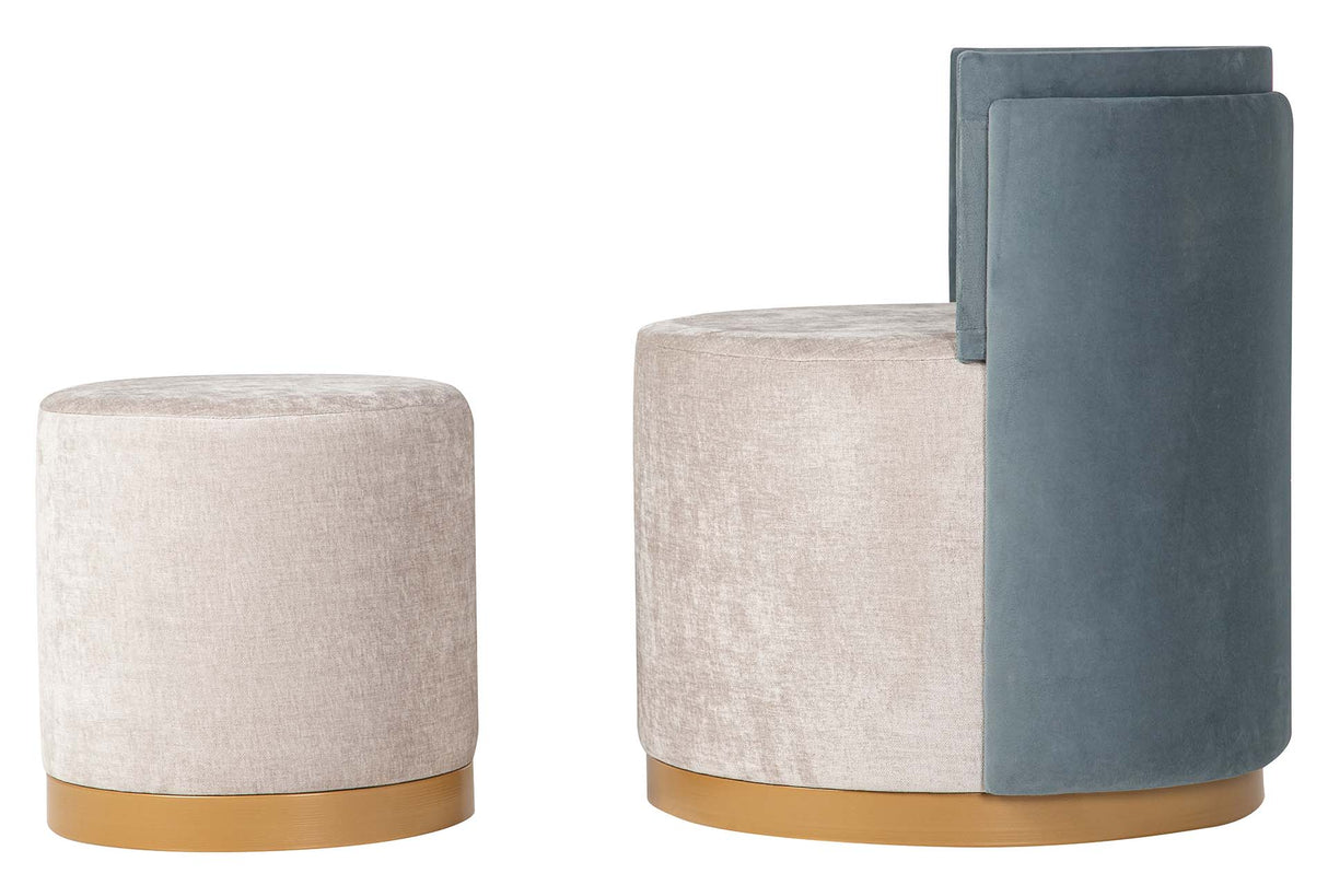 SET BUTACA Y PUFF VELVET 61x61x70 40x40x40 CM