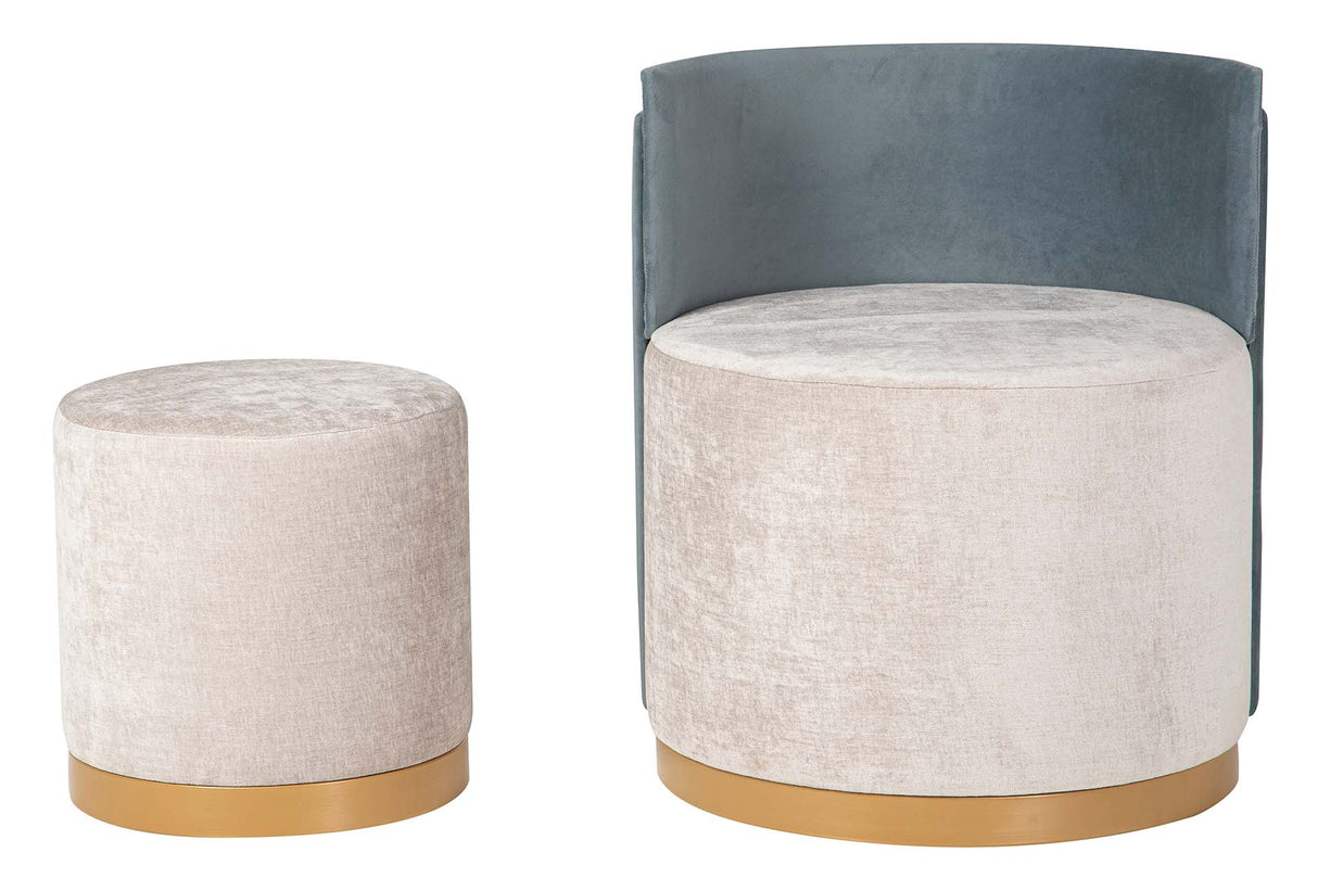 SET BUTACA Y PUFF VELVET 61x61x70 40x40x40 CM