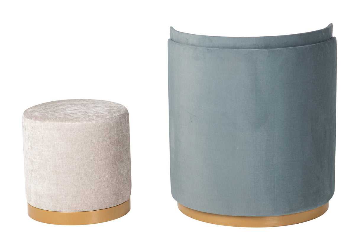 SET BUTACA Y PUFF VELVET 61x61x70 40x40x40 CM