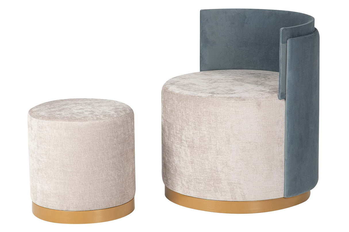 SET BUTACA Y PUFF VELVET 61x61x70 40x40x40 CM