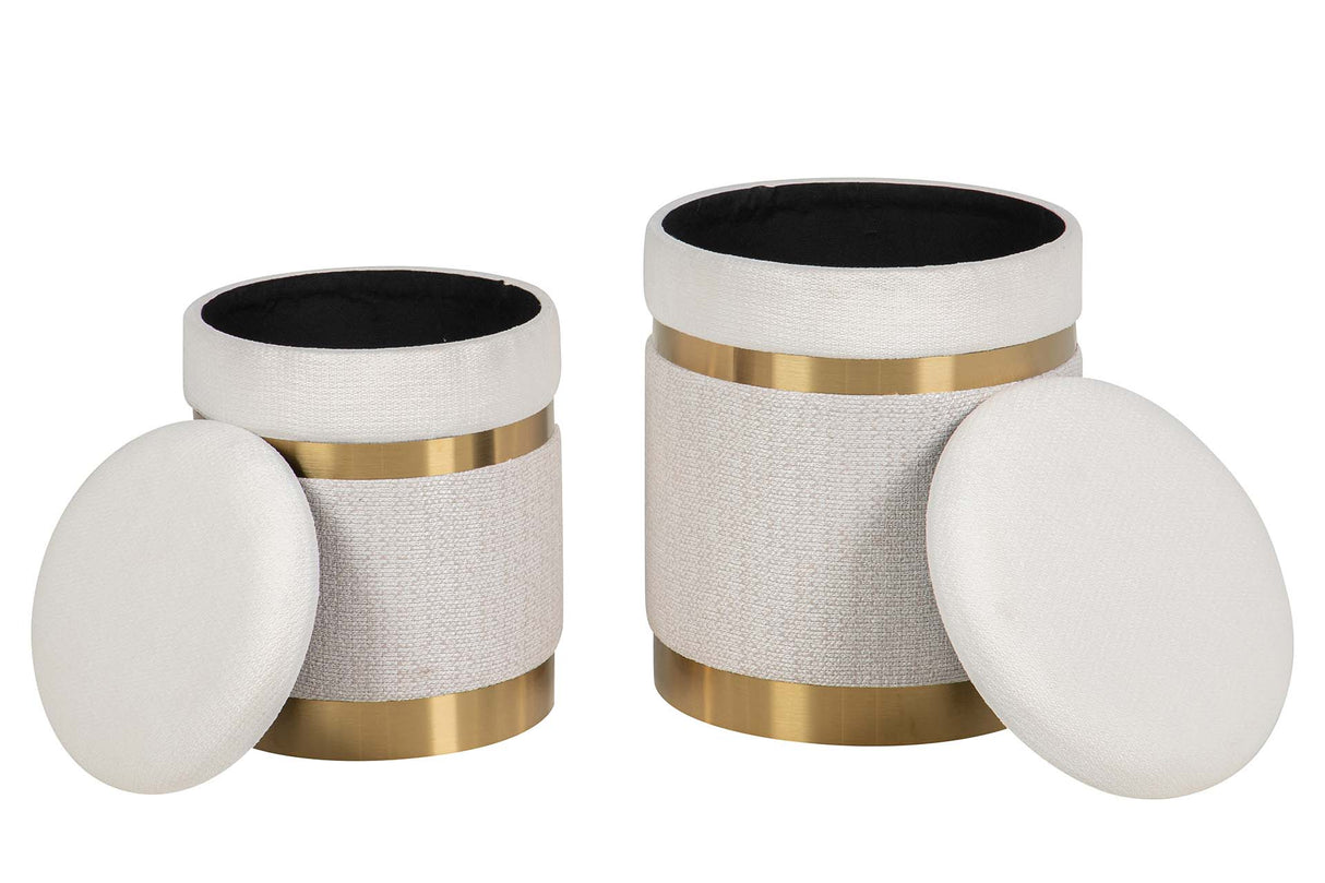 SET 2 PUFFS VELVET METAL 36x36x44 31x31x38 CM