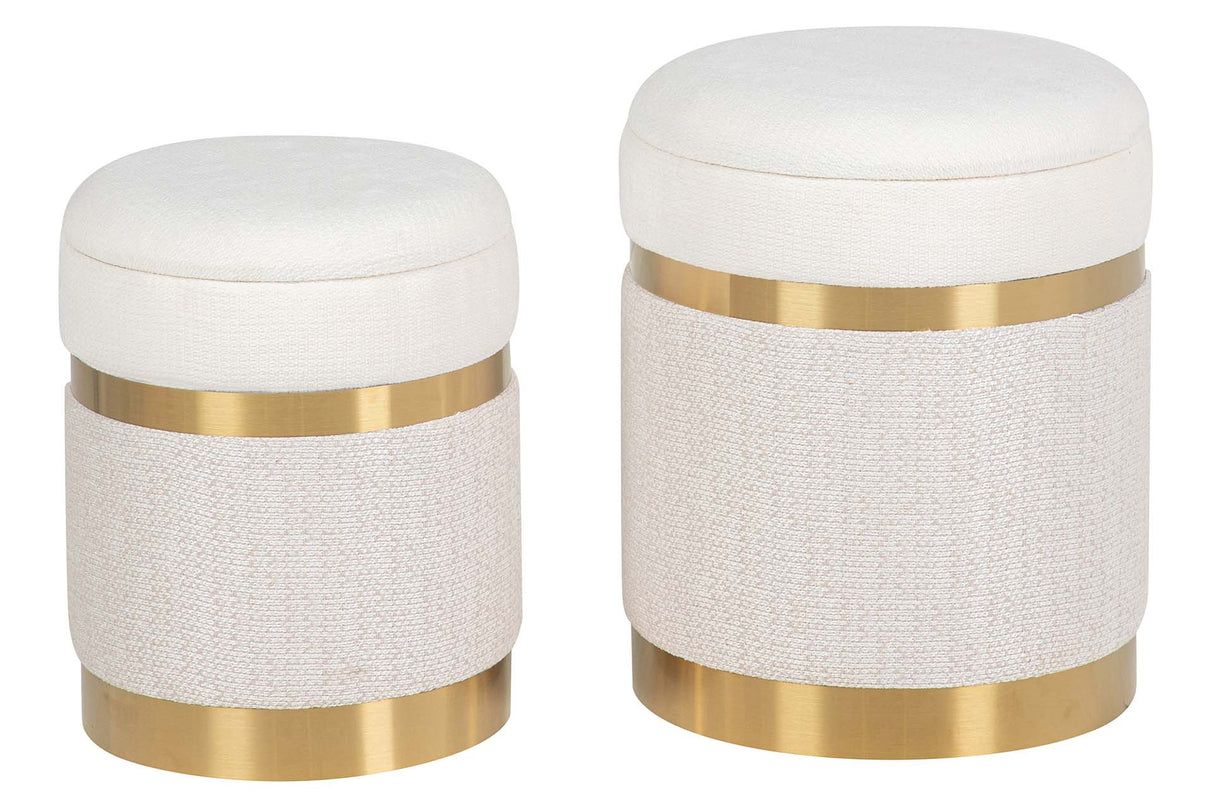 SET 2 PUFFS VELVET METAL 36x36x44 31x31x38 CM