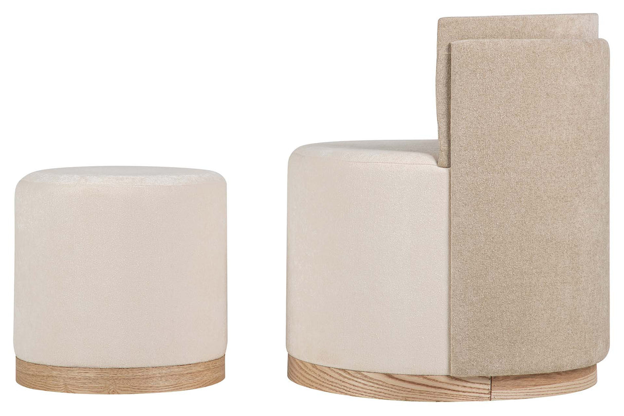 SET BUTACA Y PUFF VELVET 61x61x70 40x40x40 CM