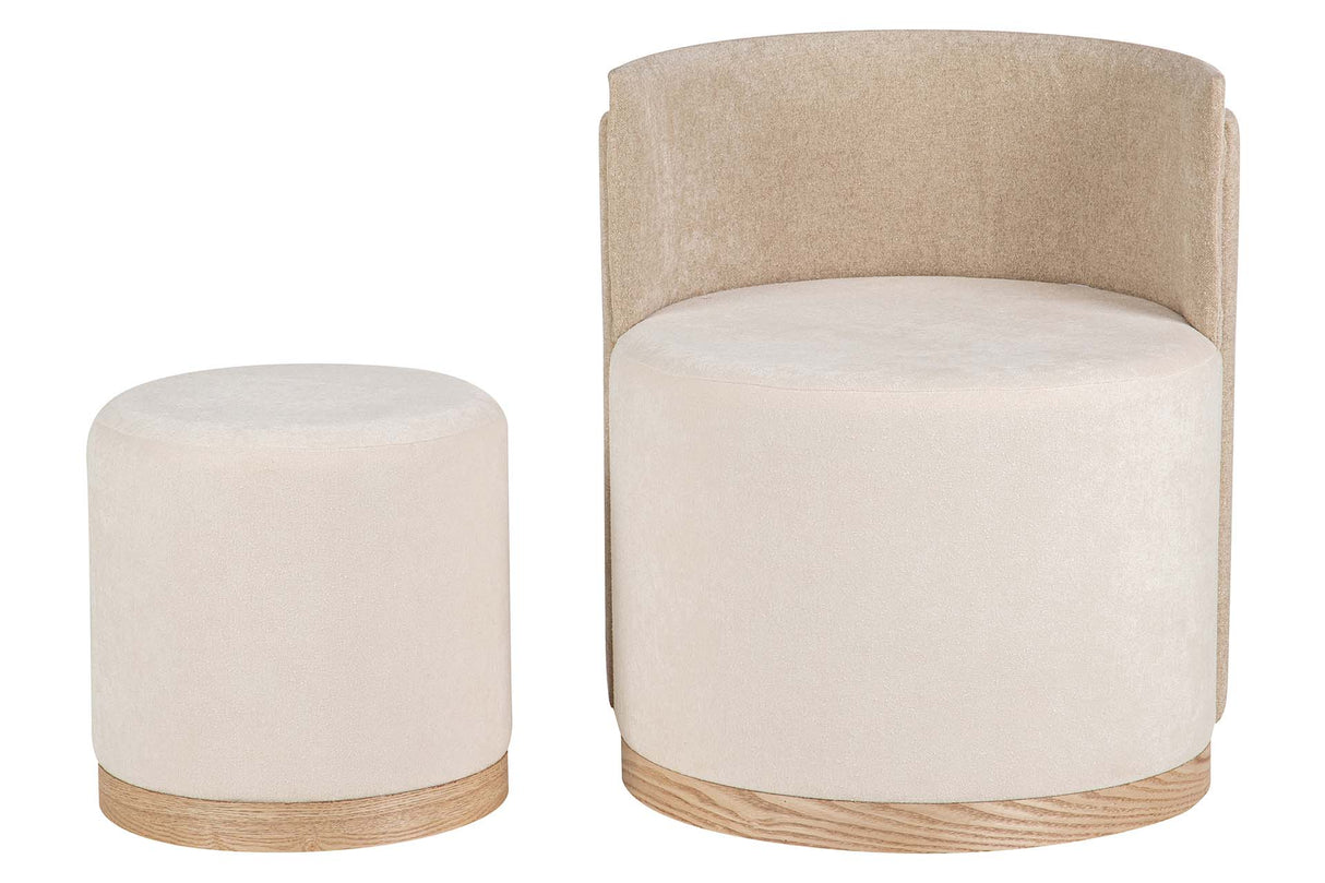 SET BUTACA Y PUFF VELVET 61x61x70 40x40x40 CM