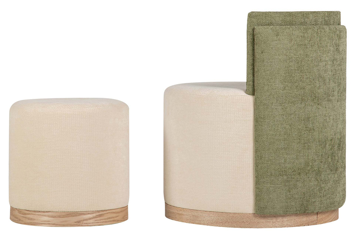 SET BUTACA Y PUFF VELVET 61x61x70 40x40x40 CM