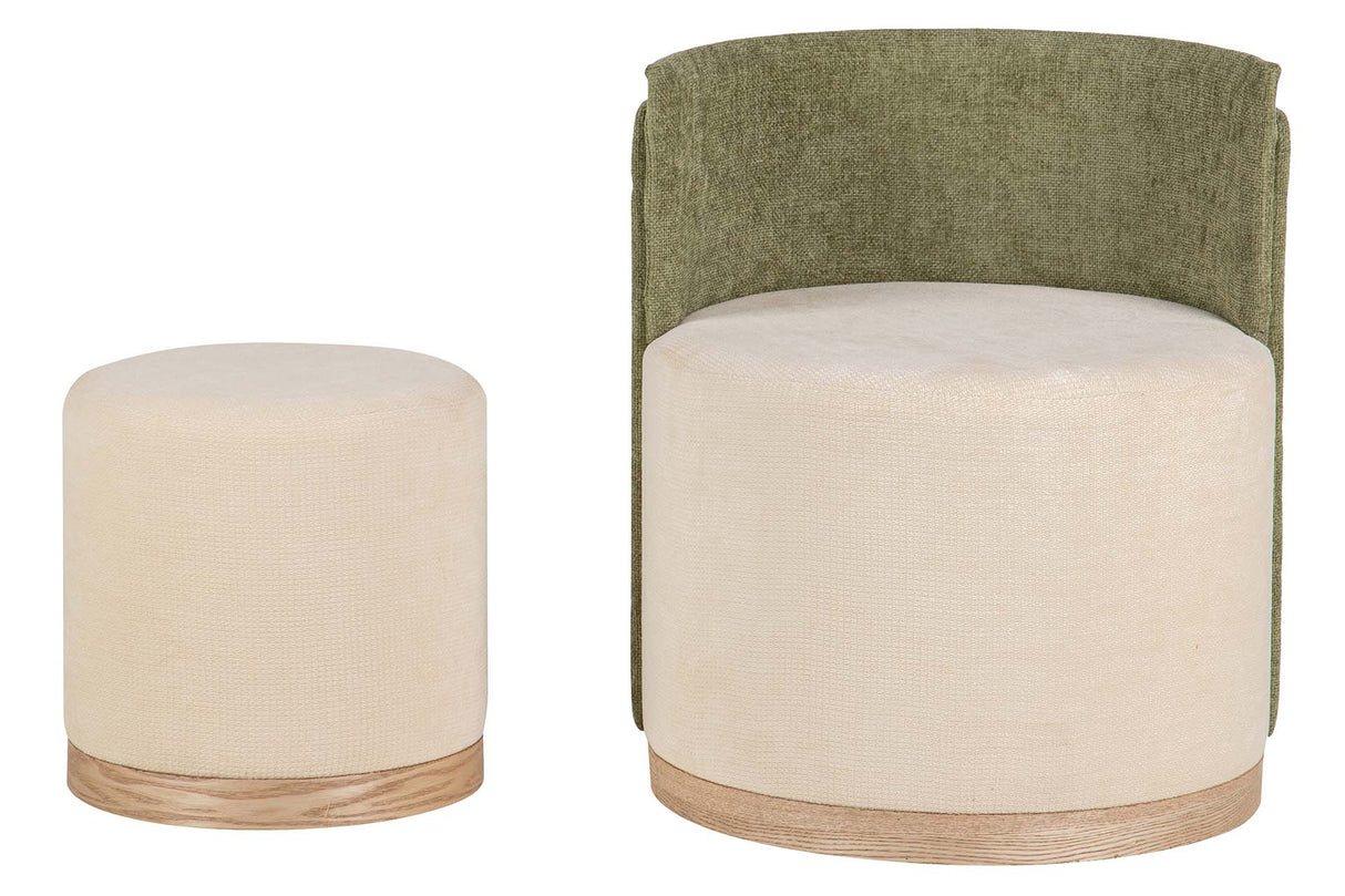 SET BUTACA Y PUFF VELVET 61x61x70 40x40x40 CM