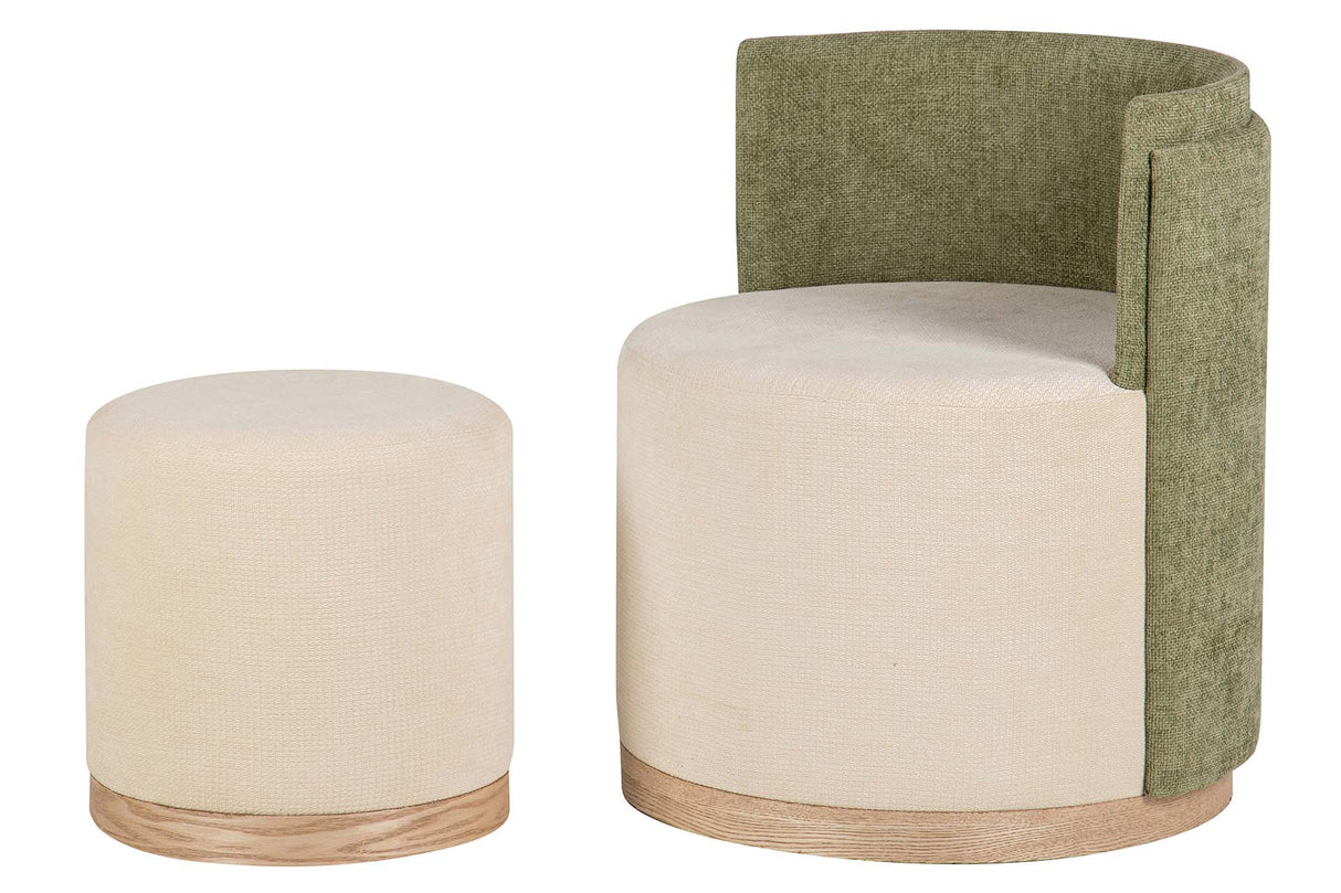 SET BUTACA Y PUFF VELVET 61x61x70 40x40x40 CM