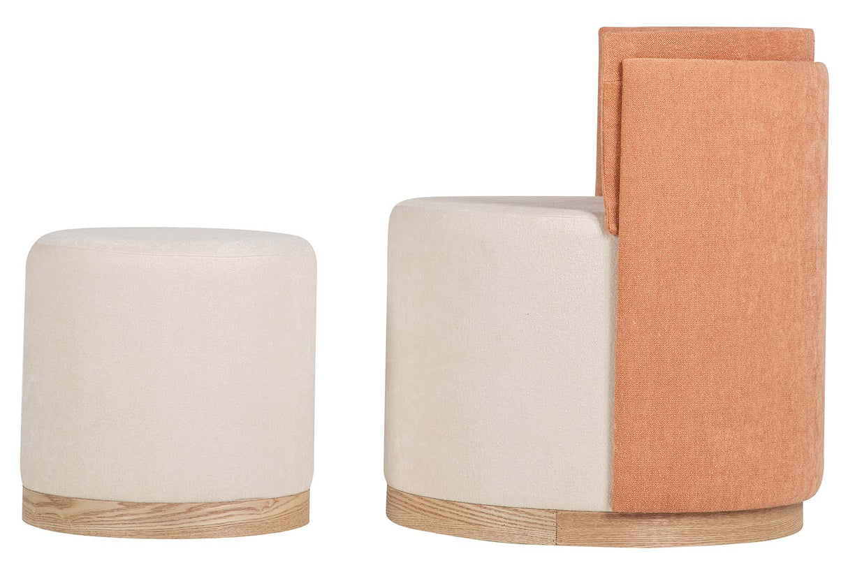 SET BUTACA Y PUFF VELVET 61x61x70 40x40x40 CM