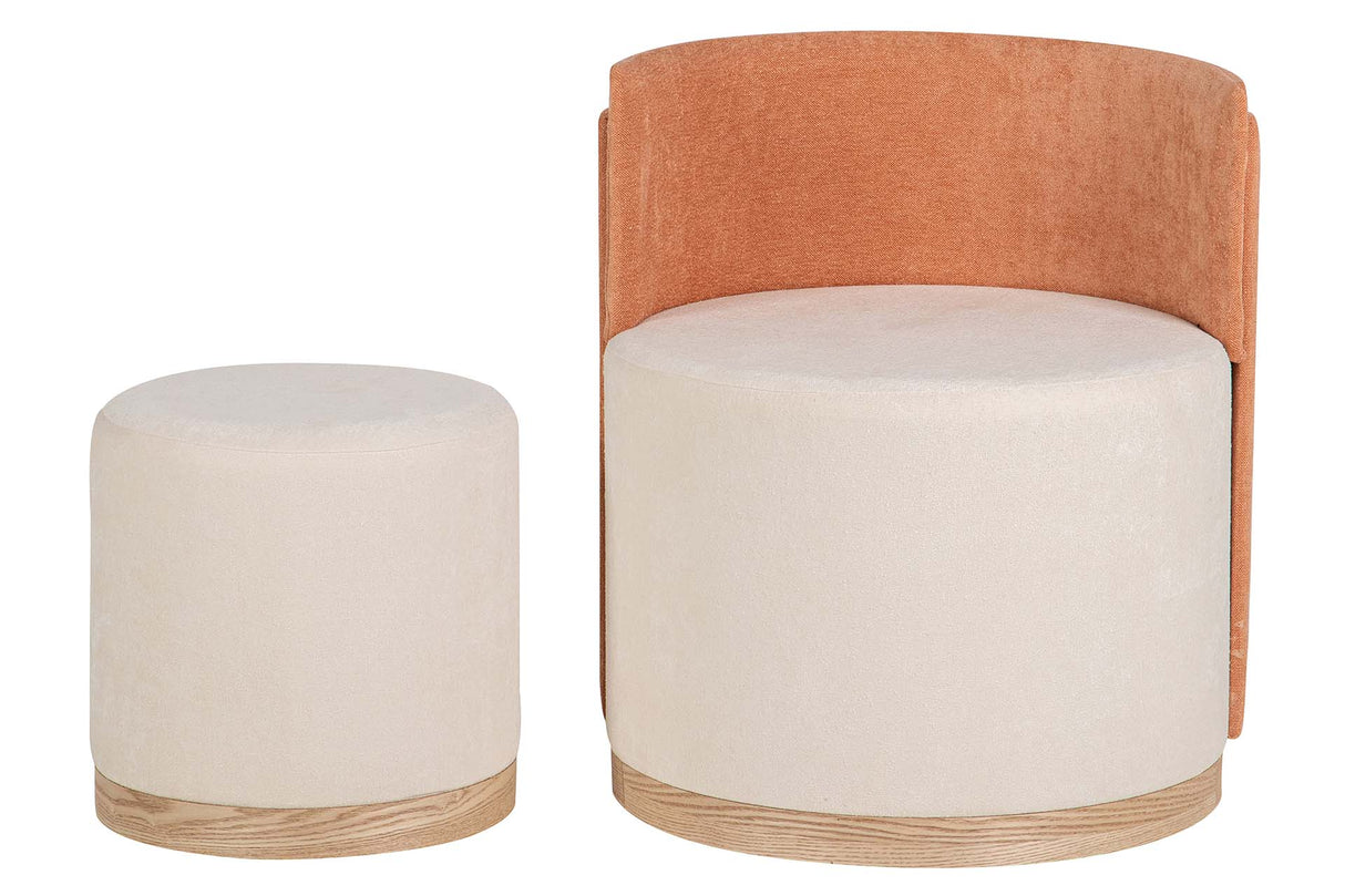 SET BUTACA Y PUFF VELVET 61x61x70 40x40x40 CM