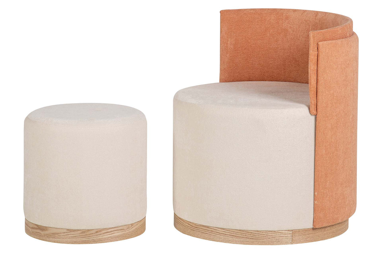 SET BUTACA Y PUFF VELVET 61x61x70 40x40x40 CM