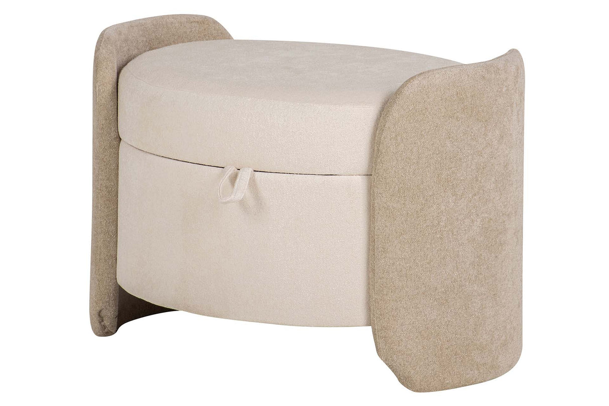 PUFF VELVET CHENILLE BEIGE 70x54x48 CM