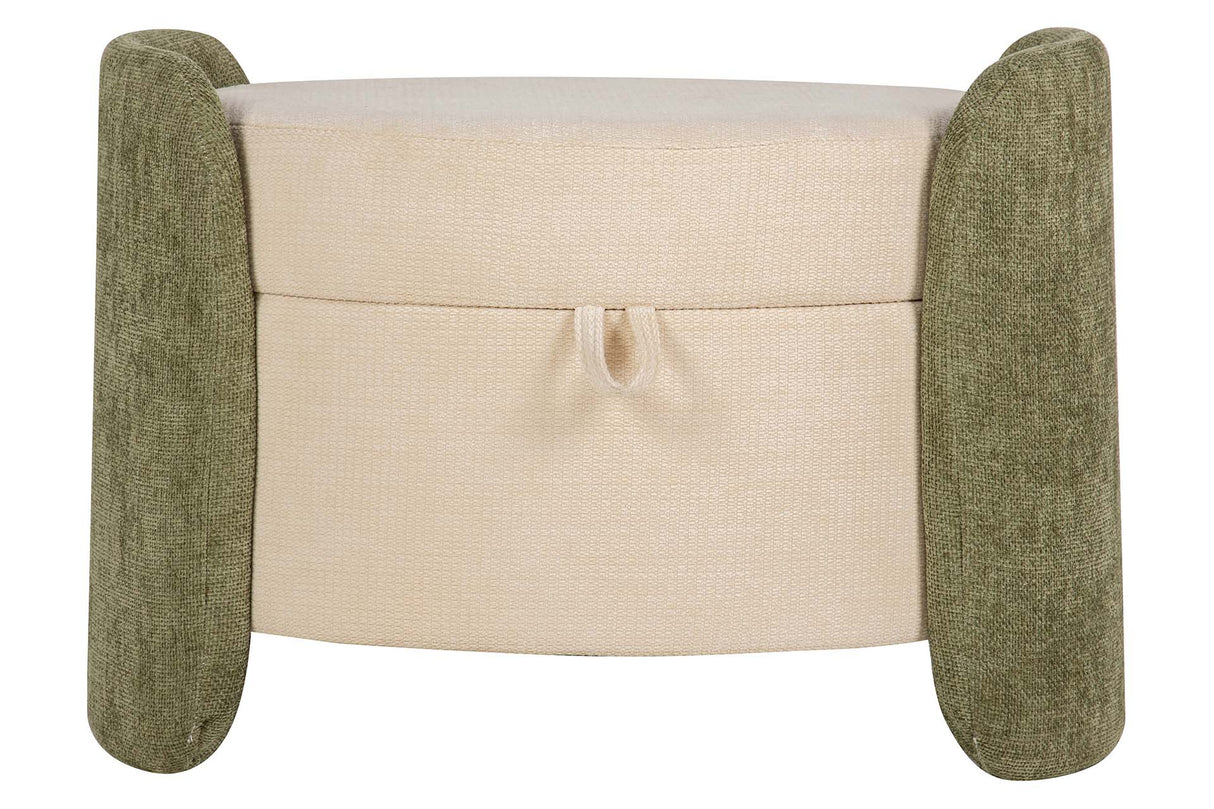PUFF VELVET CHENILLE BLANCO VERDE 70x54x48 CM