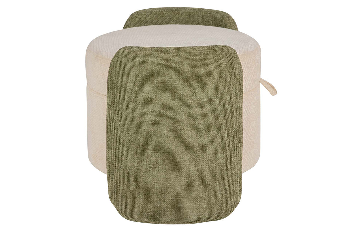 PUFF VELVET CHENILLE BLANCO VERDE 70x54x48 CM
