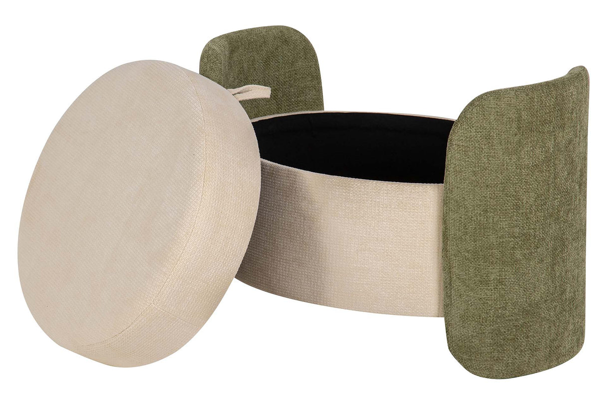 PUFF VELVET CHENILLE BLANCO VERDE 70x54x48 CM