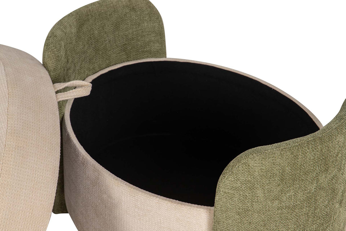 PUFF VELVET CHENILLE BLANCO VERDE 70x54x48 CM