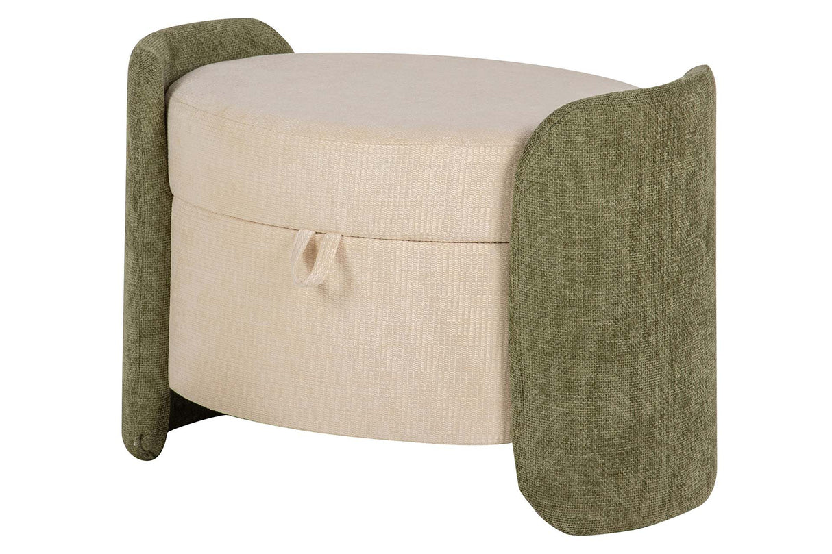PUFF VELVET CHENILLE BLANCO VERDE 70x54x48 CM