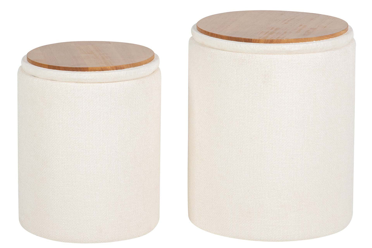 SET 2 PUFFS VELVET CHENILLA 36x36x44 31x31x38 CM