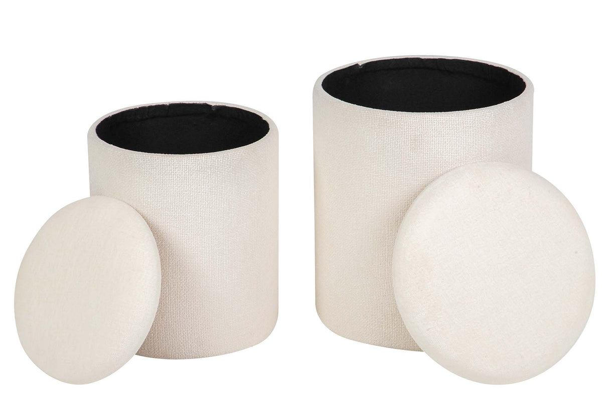 SET 2 PUFFS VELVET CHENILLA 36x36x44 31x31x38 CM