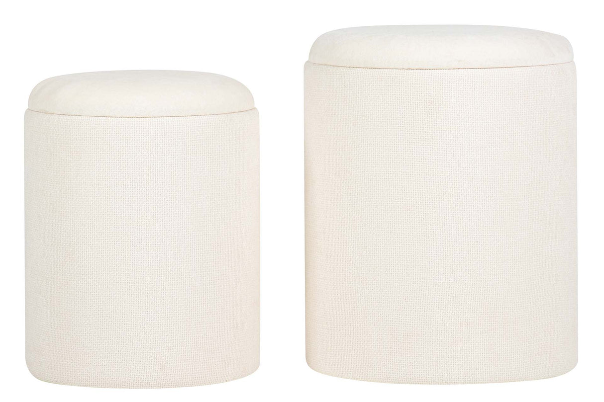 SET 2 PUFFS VELVET CHENILLA 36x36x44 31x31x38 CM