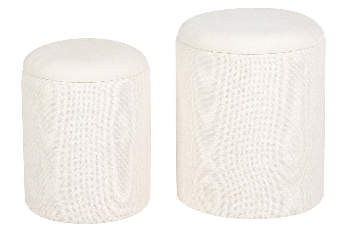 SET 2 PUFFS VELVET CHENILLA 36x36x44 31x31x38 CM