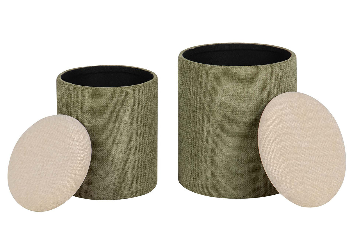 SET 2 PUFFS VELVET CHENILLA 36x36x44 31x31x38 CM