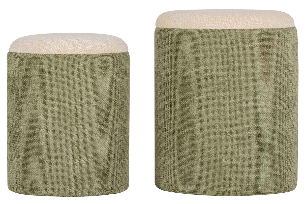 SET 2 PUFFS VELVET CHENILLA 36x36x44 31x31x38 CM