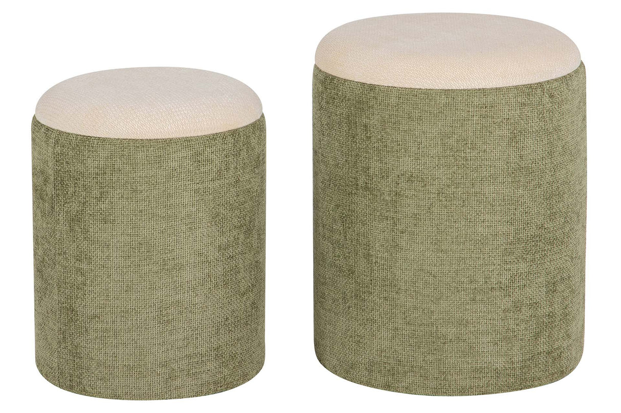 SET 2 PUFFS VELVET CHENILLA 36x36x44 31x31x38 CM