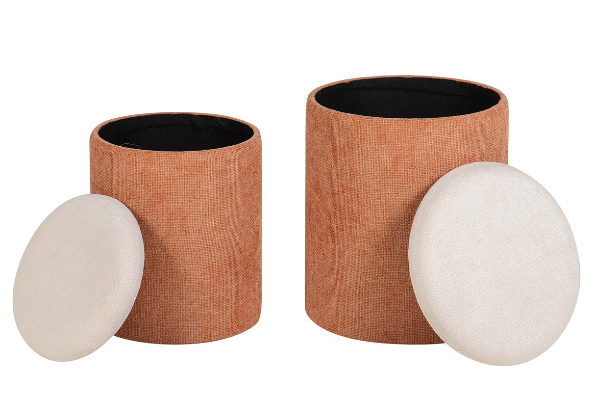 SET 2 PUFFS VELVET CHENILLA 36x36x44 31x31x38 CM