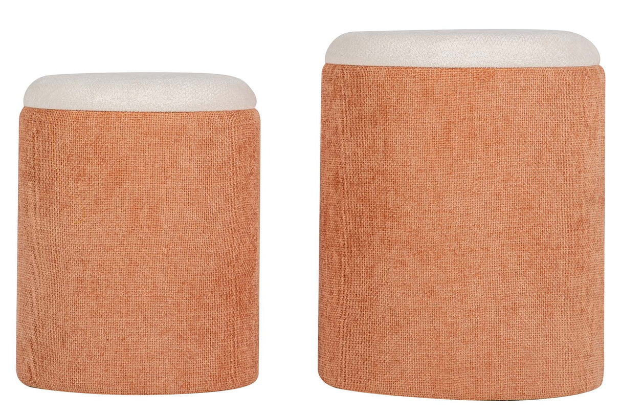 SET 2 PUFFS VELVET CHENILLA 36x36x44 31x31x38 CM