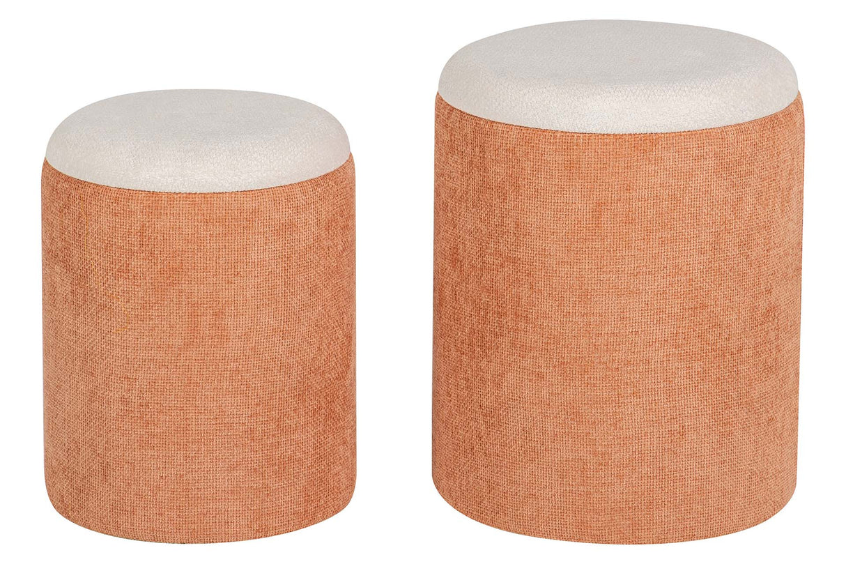 SET 2 PUFFS VELVET CHENILLA 36x36x44 31x31x38 CM