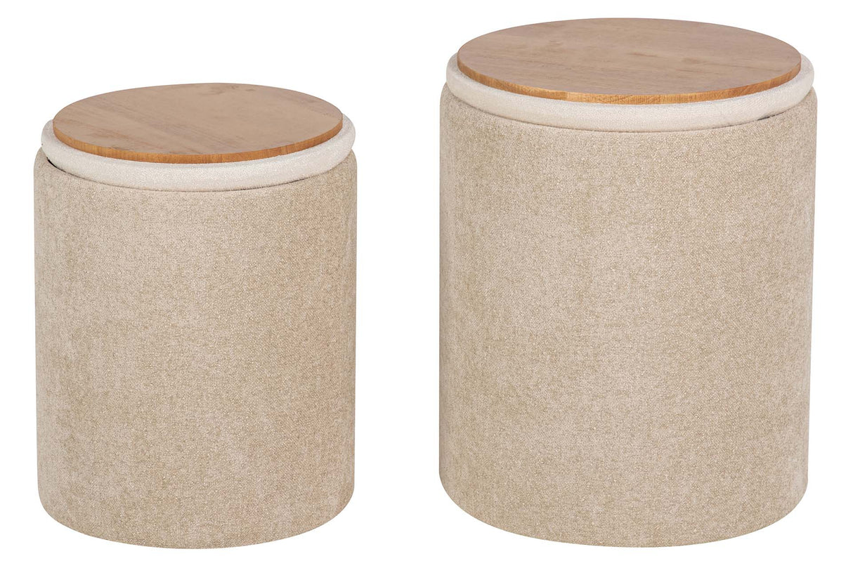 SET 2 PUFFS VELVET CHENILLA 36x36x44 31x31x38 CM