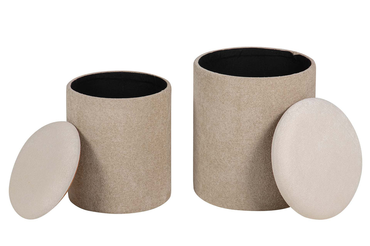 SET 2 PUFFS VELVET CHENILLA 36x36x44 31x31x38 CM