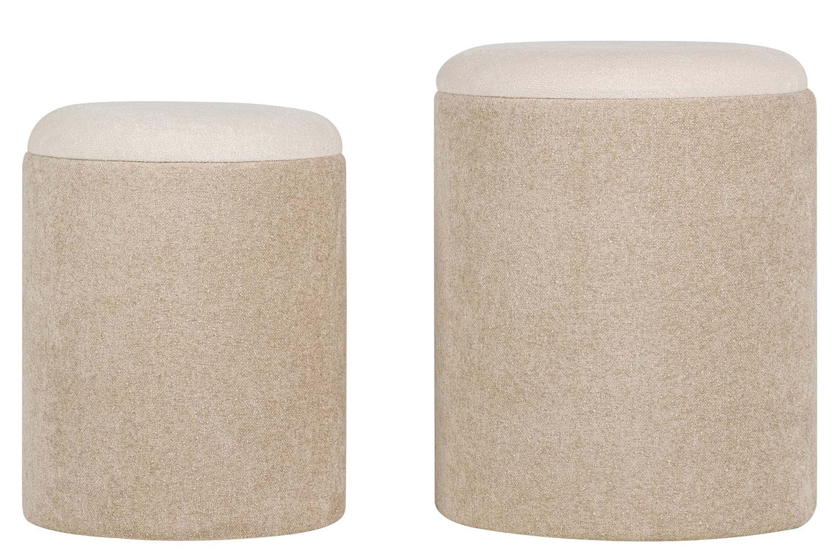 SET 2 PUFFS VELVET CHENILLA 36x36x44 31x31x38 CM