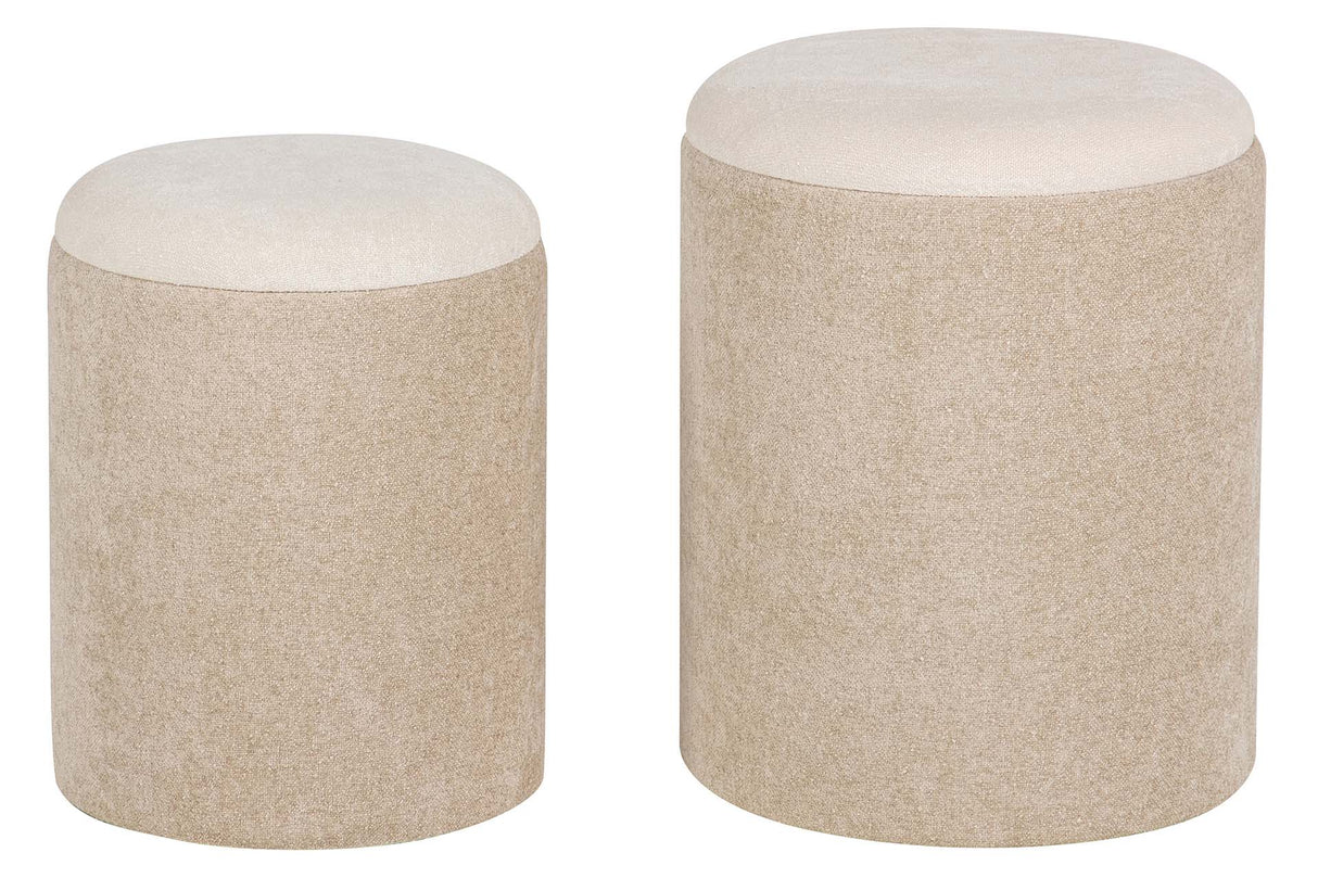 SET 2 PUFFS VELVET CHENILLA 36x36x44 31x31x38 CM