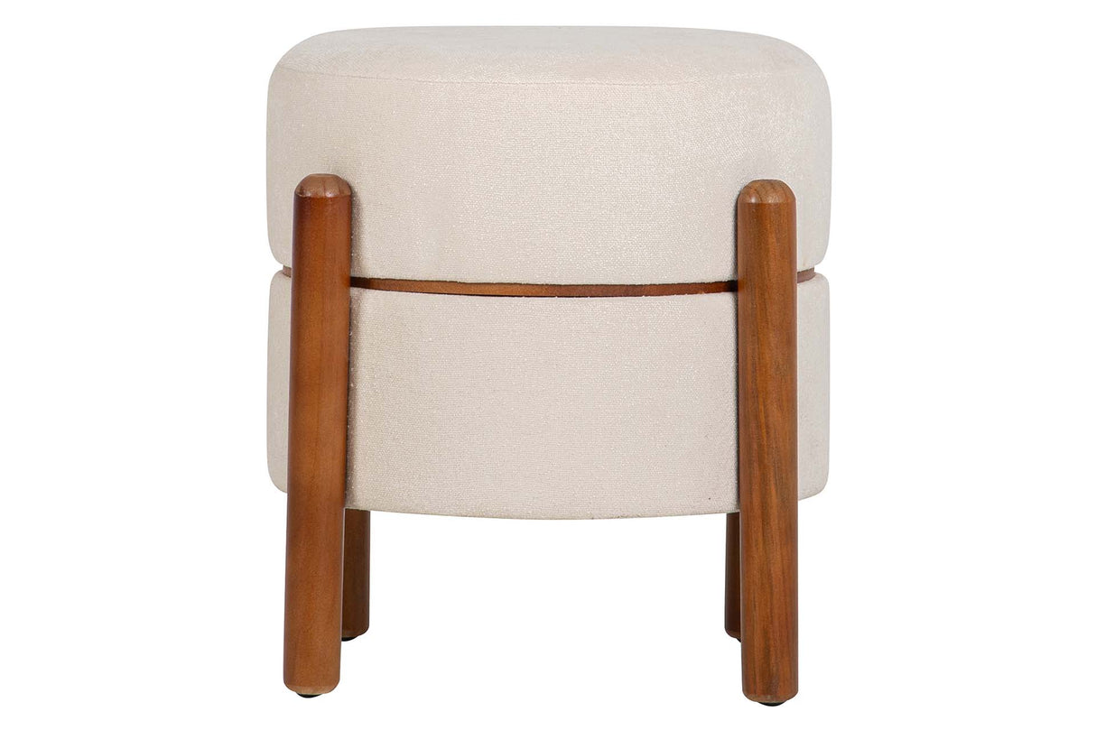 PUFF MADERA BOUCLE BEIGE 40x40x45 CM