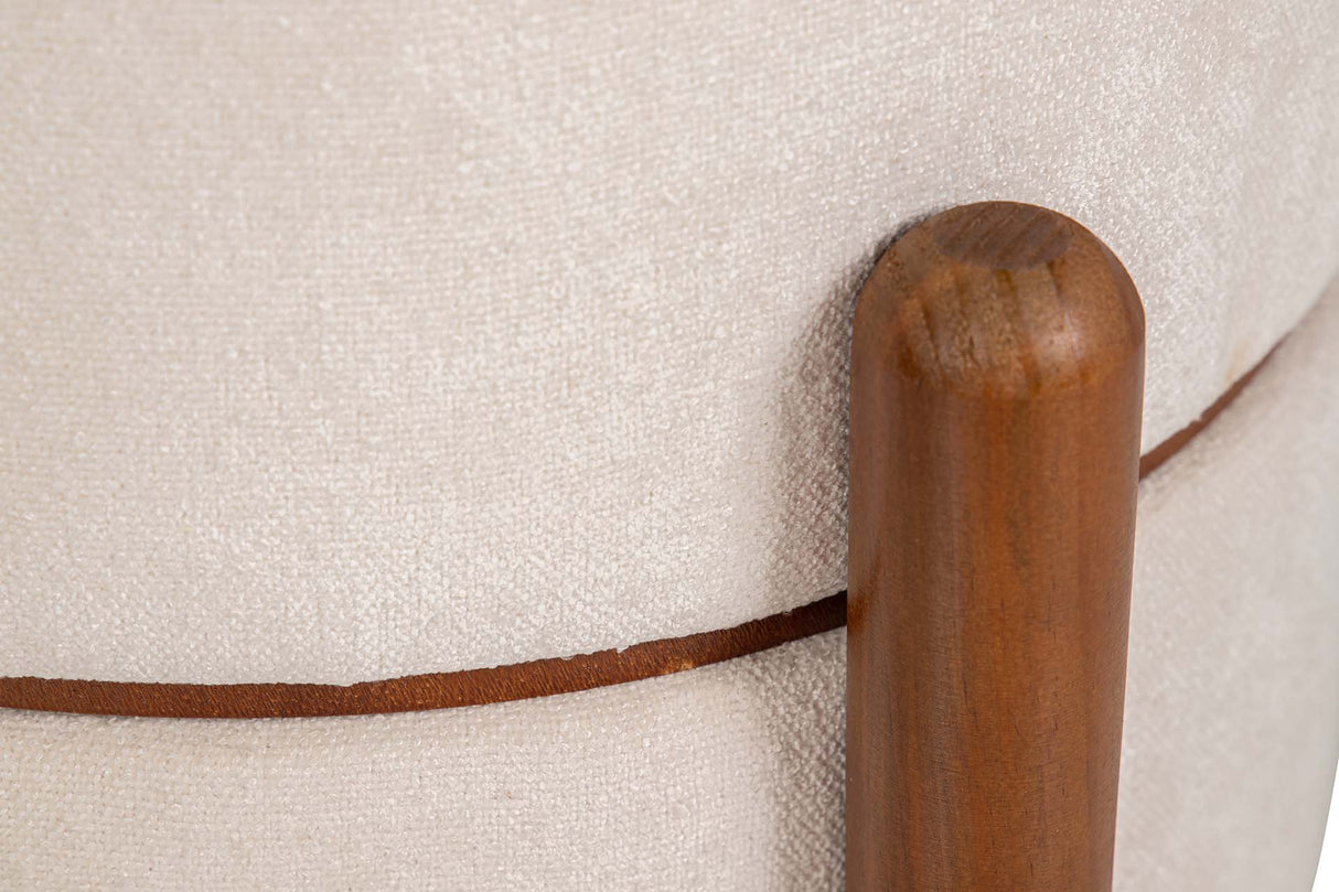 PUFF MADERA BOUCLE BEIGE 40x40x45 CM